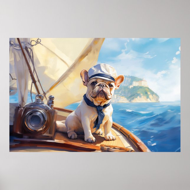 Poster Frenchie no barco (Frente)