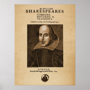Póster Frente à Primeira Folia de Shakespeare