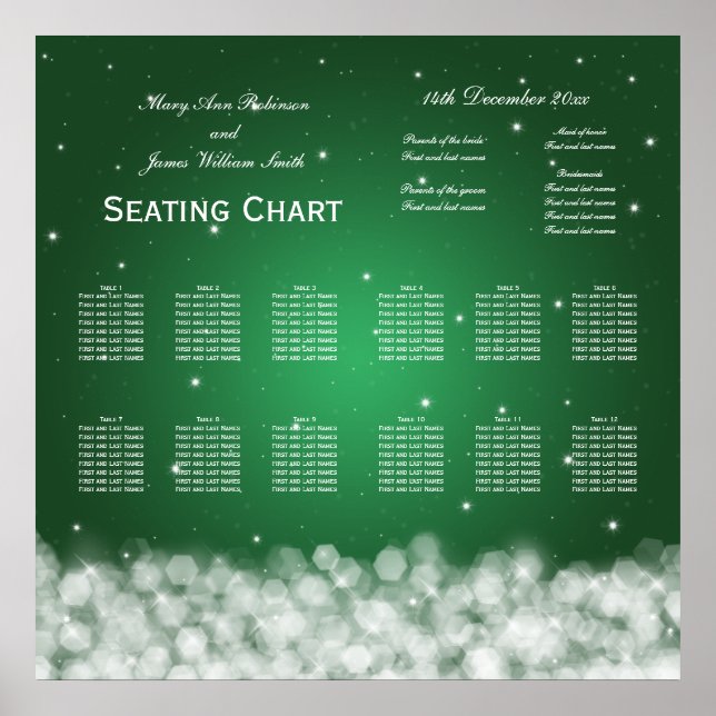 Poster Frente de Gráfico de Casamento Sparkle Emerald (Frente)