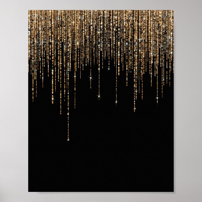 Poster Frente Glitter Preto-Dourado Espelho Preto-Luxo (Frente)