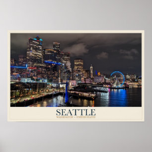 Poster Frente Marítima de Seattle e Grande Roda