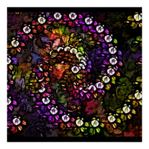 Póster Frente roxo Psicodélico Arco-Íris Espiral Trippy