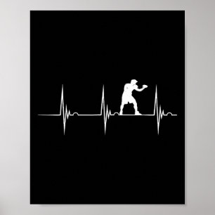 Poster Frequência Cardíaca Boxe Ekg Pulso Boxeador Luvas