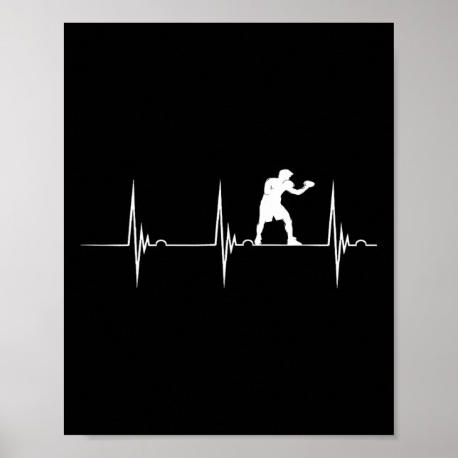 Poster Frequência Cardíaca Boxe Ekg Pulso Boxeador Luvas  (Frente)