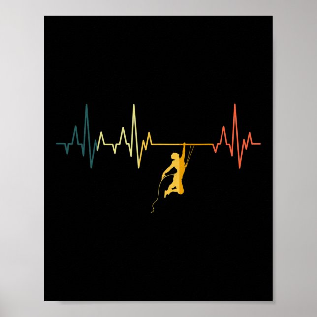 Poster Frequência Cardíaca de Escalada Retro Esporte de E (Frente)