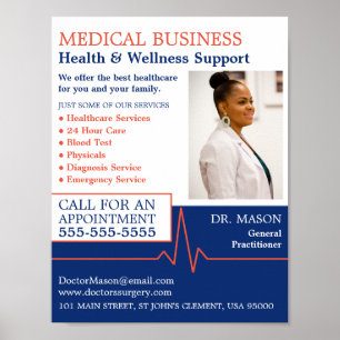 Poster Frequência Cardíaca, Médico Geral, Enfermeira, Méd