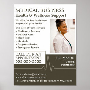 Poster Frequência Cardíaca, Médico Geral, Enfermeira, Méd