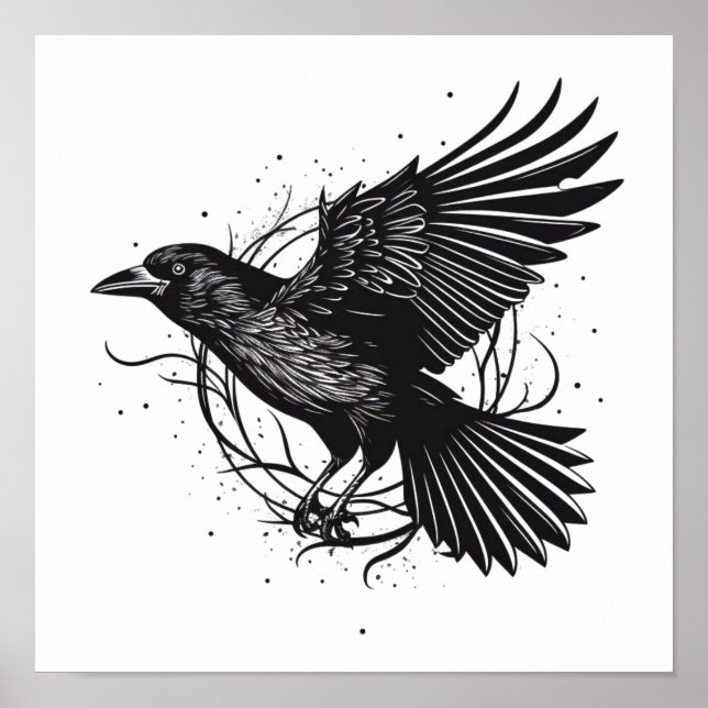 Poster Frequentes Raven Crow Black Mysic Norse Design (Frente)