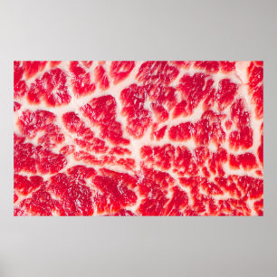 Poster Fresca de carne crua de bife de carne marmoreada,