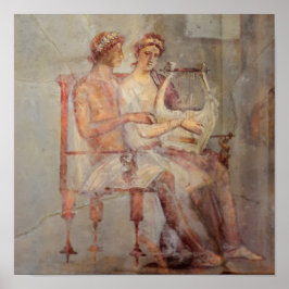 Poster Fresco de uma Lição de Música, Pompeia
