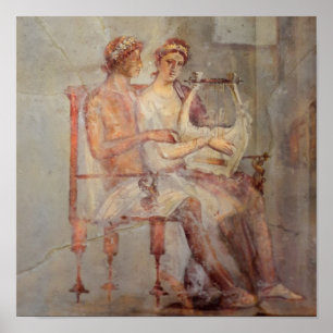 Poster Fresco de uma lição de música, Pompeia