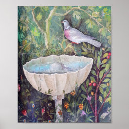 Poster Fresco do Pombo e uma fonte, Pompeia