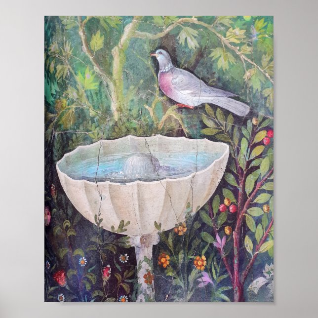 Poster Fresco do Pombo e uma fonte, Pompeia (Frente)