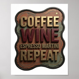 Poster Fresco Ouro CAFÉ VINHO ESPRESSO MARTINI REPITA