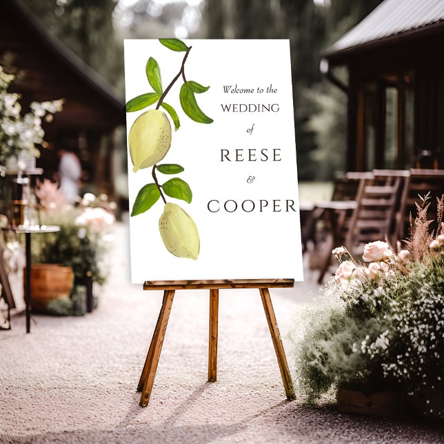 Poster Fresh Citrus Painted Lemons Mediterranean Welcome (Criador carregado)