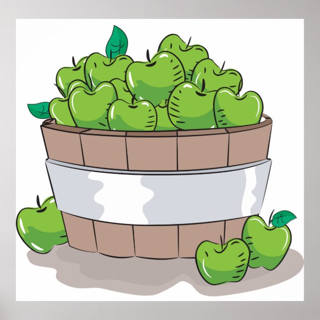 Poster Fresh Green Apple Harvest Barrel Granny Smith (Frente)