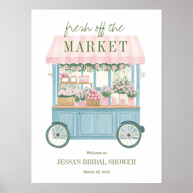 Poster Fresh Off The Market Bridal Shower Welcome Sign (Frente)