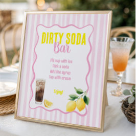 Poster Freshly Graduated Pink Stripes Dirty Soda Bar