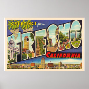 Poster Fresno California CA Vintage Large - Letra Postal