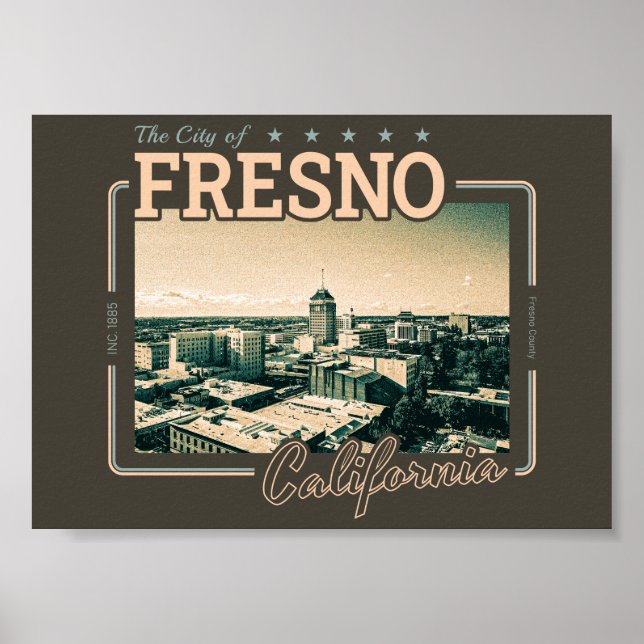 POSTER FRESNO CALIFÓRNIA - CIDADE DE FRESNO CA (Frente)