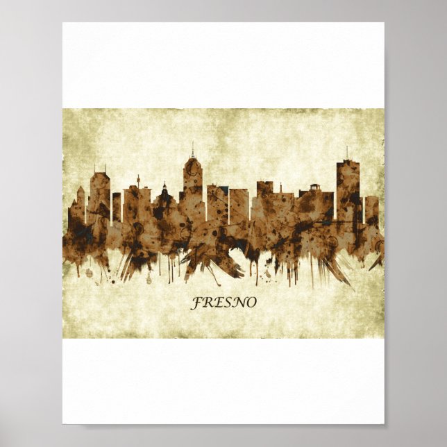 Poster Fresno California Cityscape (Frente)