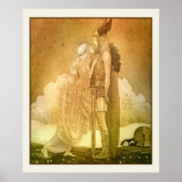 Poster Freyja e Svipdag por John Bauer 1911 Escandinavo