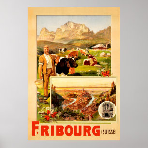 Poster Friburgo, cidade e arredores, Suiça