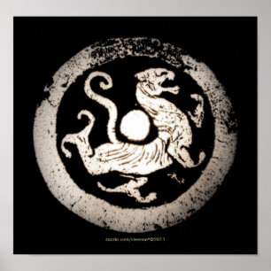 Póster Fricção chinesa antiga do dragão