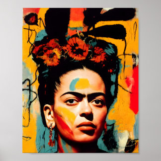 Poster Frida Kahlo Abstrato Colorful