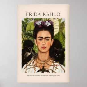 Poster Frida Kahlo Autorretrato com Colar de Espinhos e