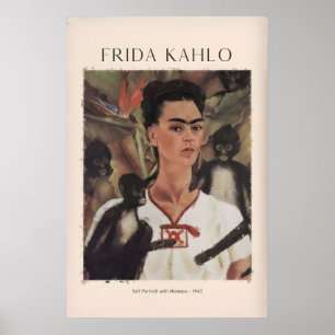 Poster Frida Kahlo Autorretrato com Macacos Famoso
