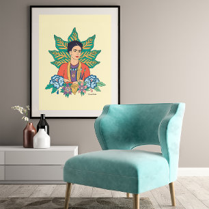 Poster Frida Kahlo Colorful Floral Graphic