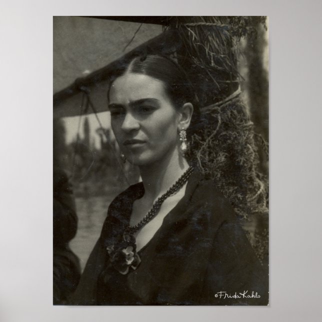 Poster Frida Kahlo em preto (Frente)