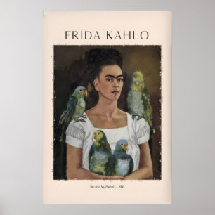 Poster Frida Kahlo Eu e Meus Papagaios Retrato Arte