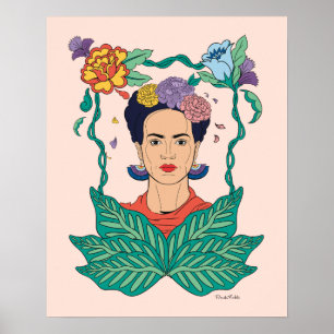 Poster Frida Kahlo Floral Frame Graphic