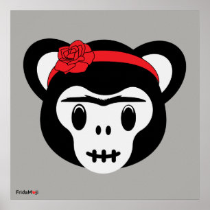 Poster Frida Kahlo   FridaMoji - dia do macaco inoperante