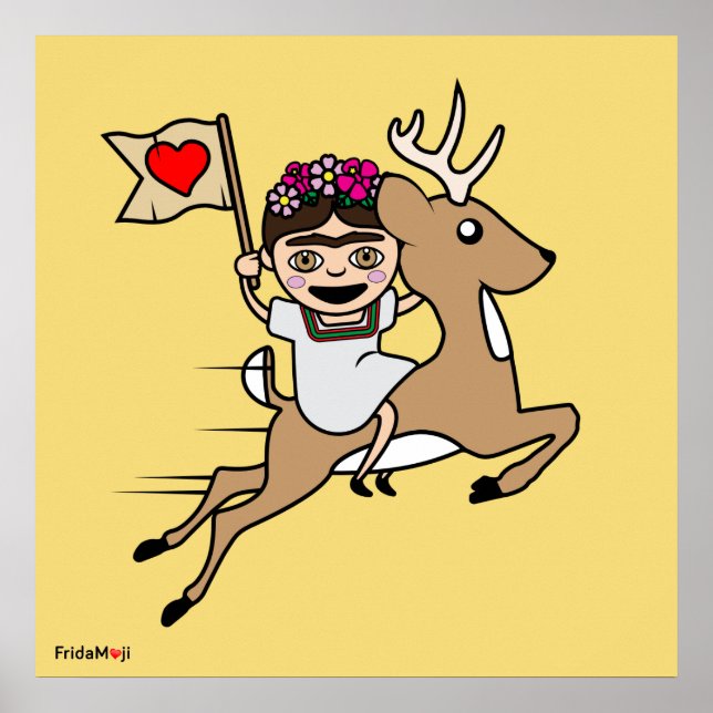 Poster Frida Kahlo | FridaMoji - Reindeer (Frente)