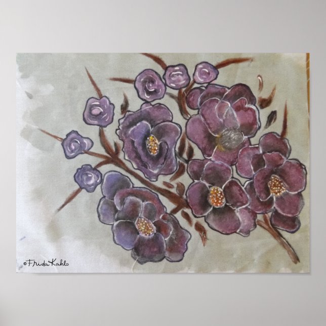 Poster Frida Kahlo Painted Flowers (Frente)