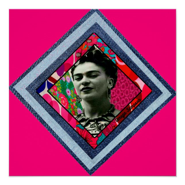 Póster Frida Kahlo Retro Denim Diamond (Frente)