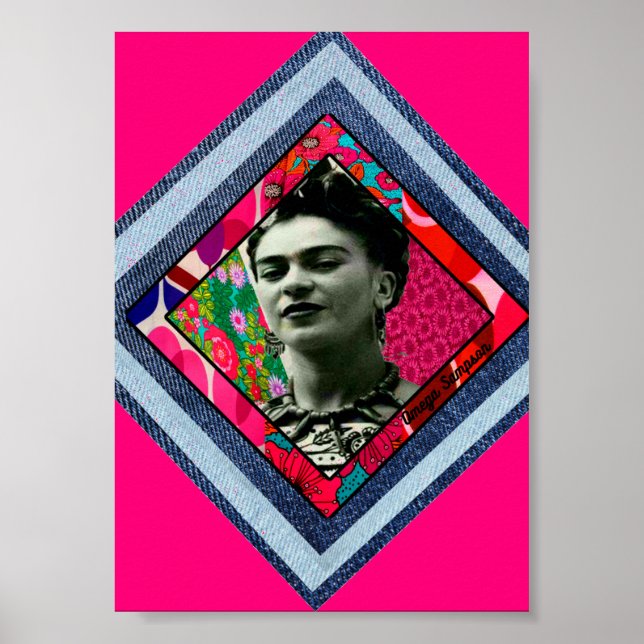 Poster Frida Kahlo Retro Denim Diamond (Frente)