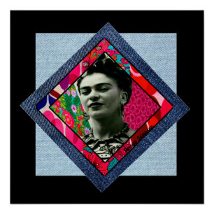 Póster Frida Kahlo Retro Pink Denim