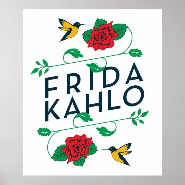 Póster Frida Kahlo | Tipografia Floral (Frente)
