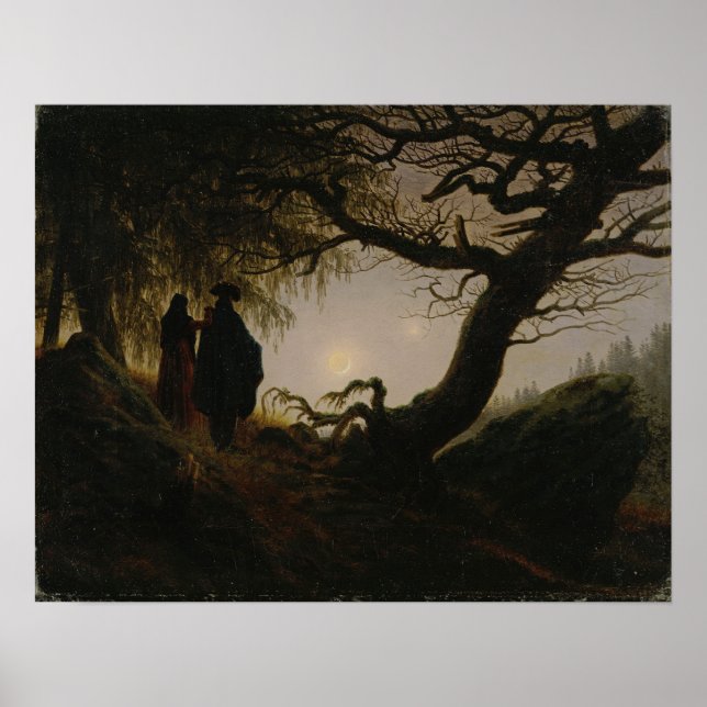 Poster Friedrich - Homem e Mulher Contemplando Lua 1824 (Frente)