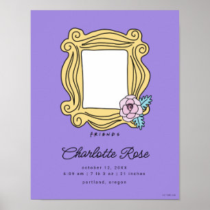 Poster FRIENDS™ Moldura Floral   Estatísticas do Nascimen