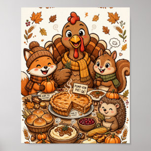 Poster Friendsgiving — Celebração de Ação de Graças Grato