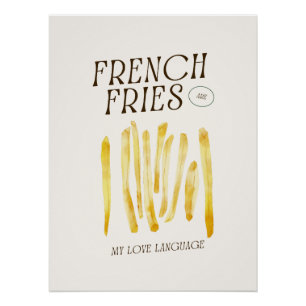Póster Fries São Minha Língua De Amor, Poster Engraçado