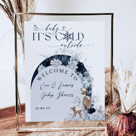 Poster Frio bebê fora do Chá de fraldas de veado floral d