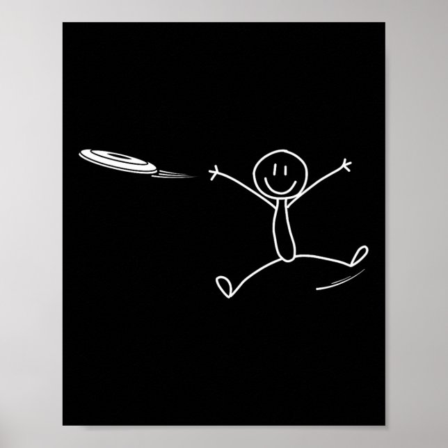 Poster Frisbee Stickman Disc Golf Funny Ultimate Frisbee  (Frente)