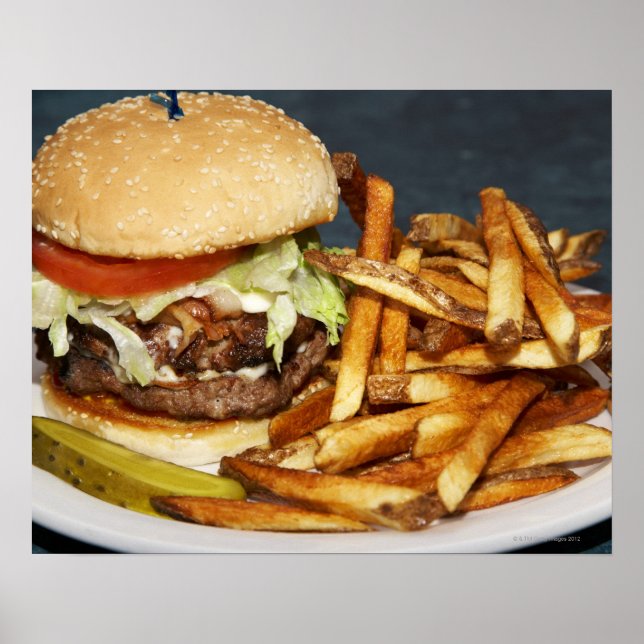 Póster Fritas de hambúrguer com 2,5 Kg e Cola (Frente)