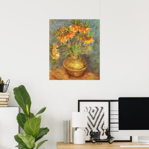 Poster Fritillaries em um vaso de cobre por Vincent van
